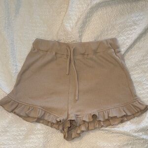 Princess Polly Tan High Waist Ruffle Shorts